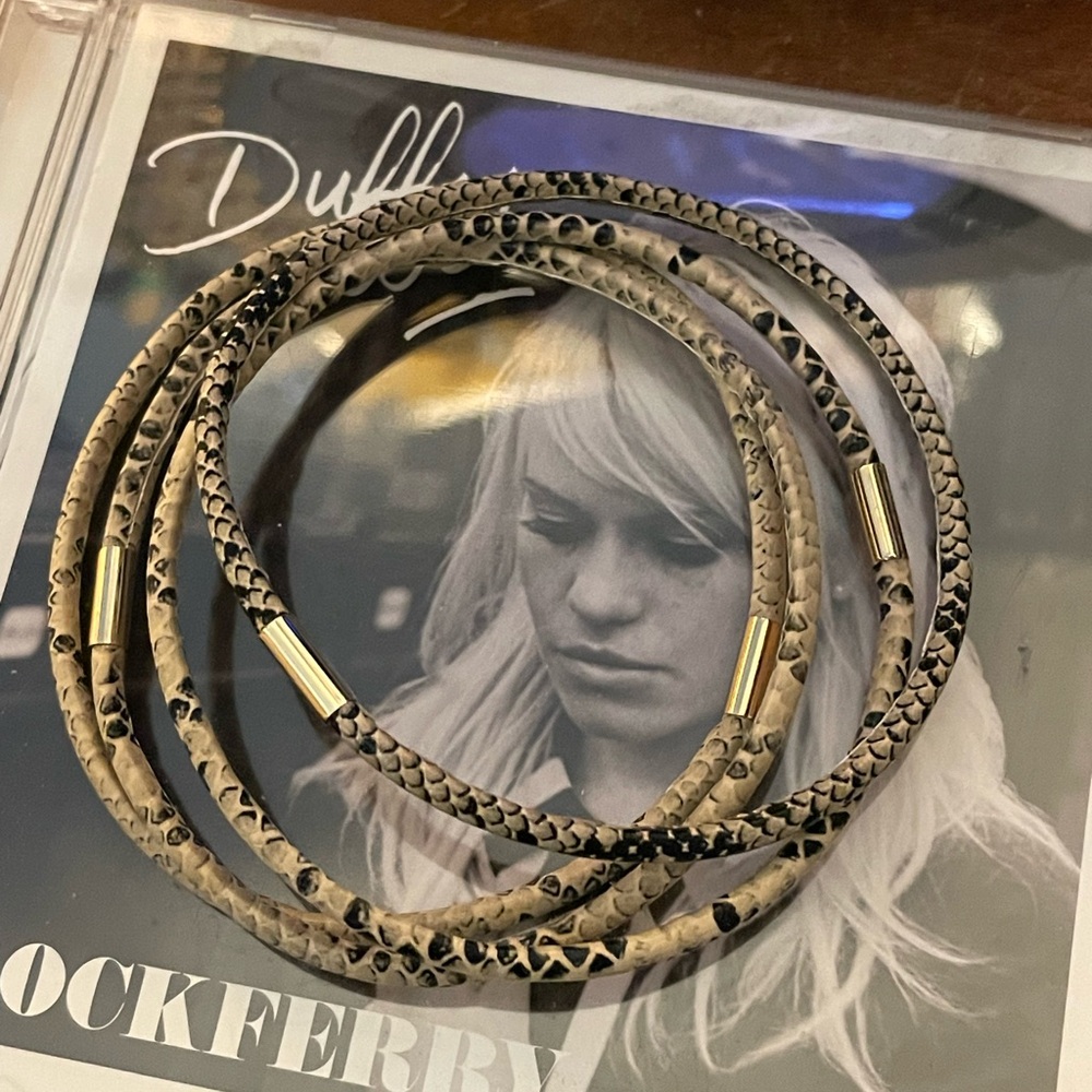 Faux leather snakeskin bracelets set of 4 tan